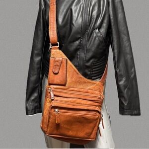 JBG Genuine Leather Cognac Color Crossbody